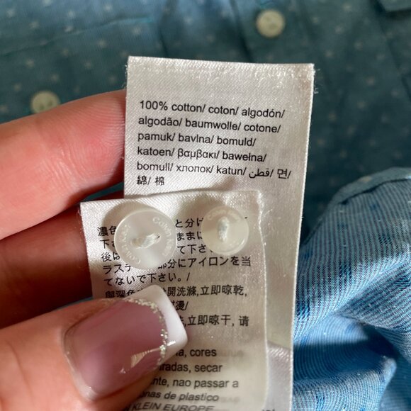 Men's Medium Calvin Klein Blue Long Sleeve Button Down Shirt - Picture 8 of 8